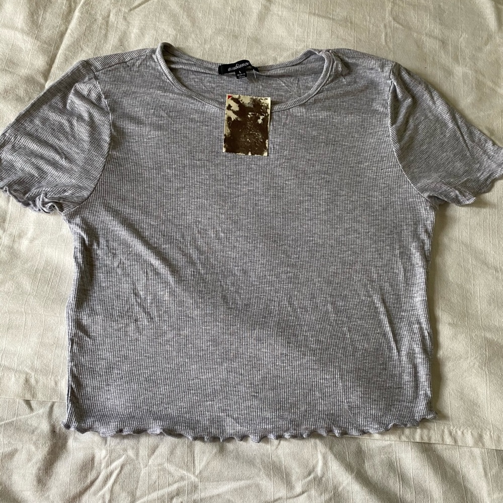 Grey Frilly Crop Top✨